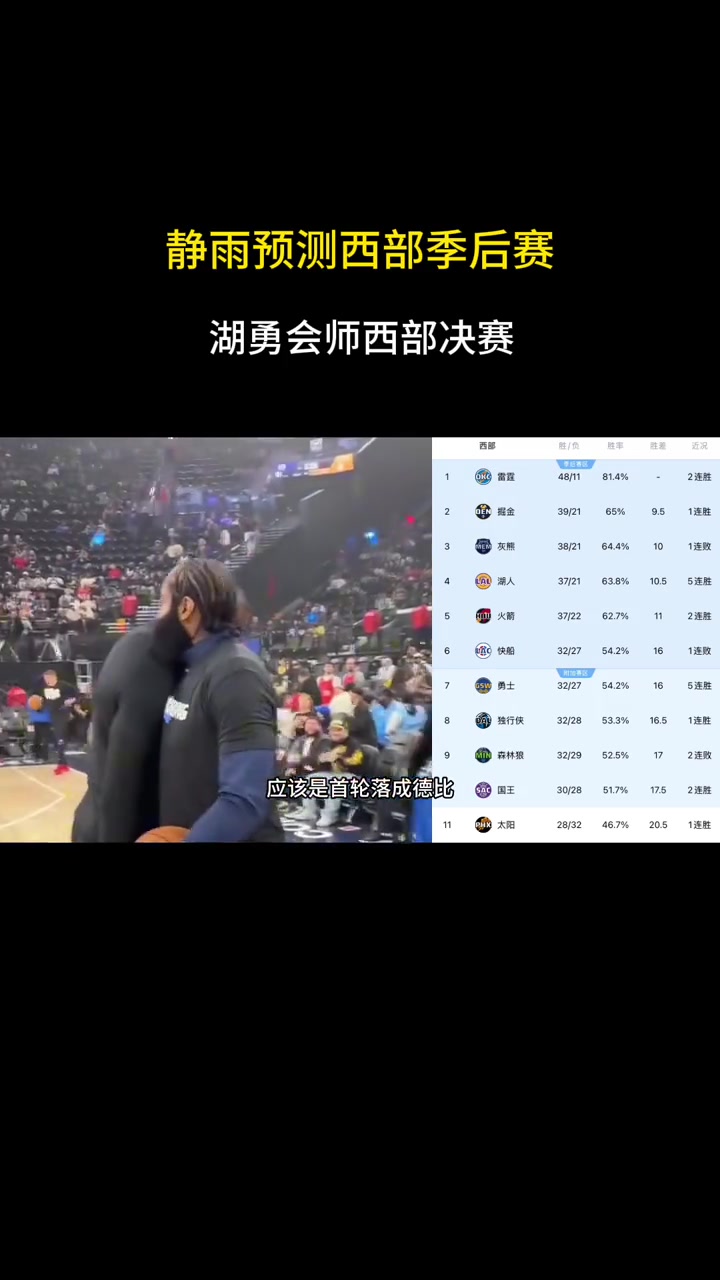 徐靜雨預(yù)測西部季后賽劇本：湖人勇士會師西決，那最精彩！