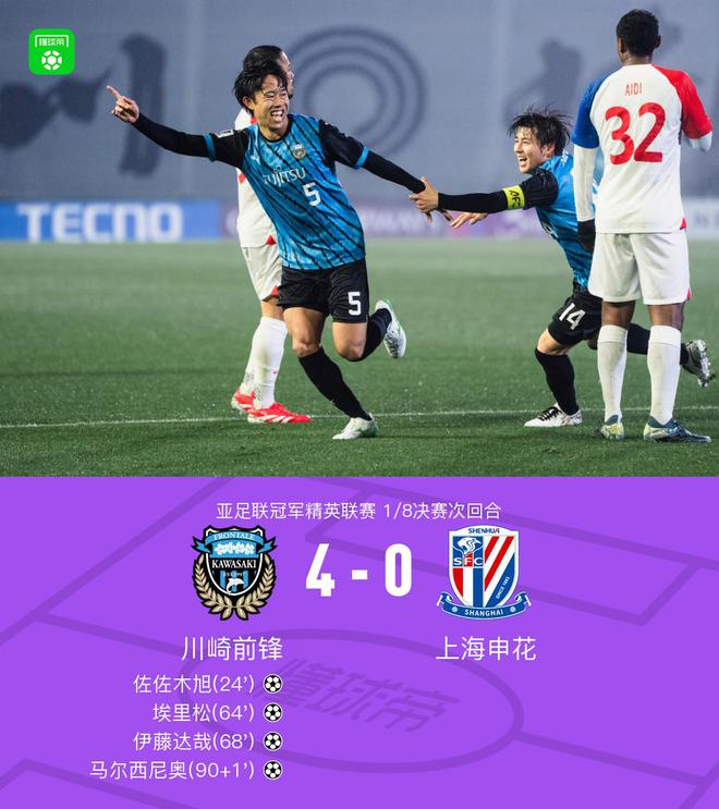 申花亞冠16強(qiáng)止步，總比分1-4不敵川崎前鋒