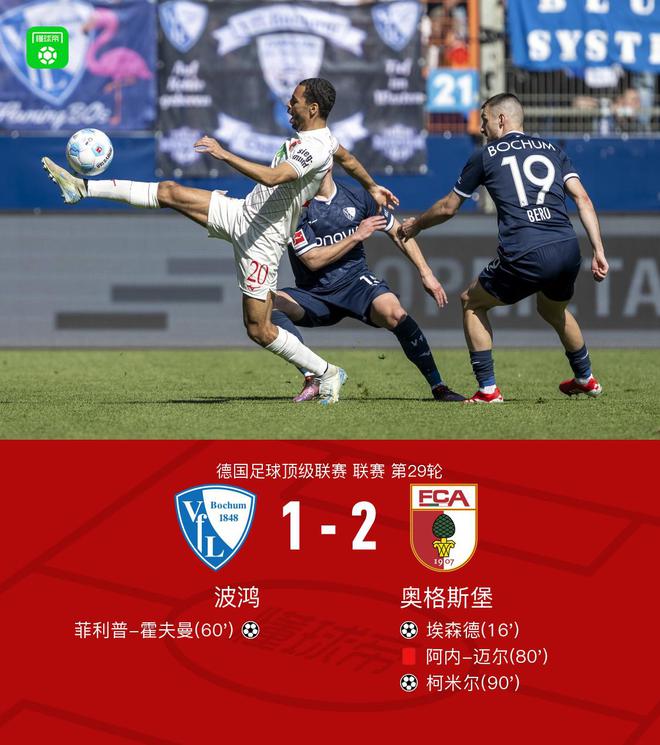 波鴻奧格斯堡1-2，埃森德霍夫曼進球，柯米爾制勝。